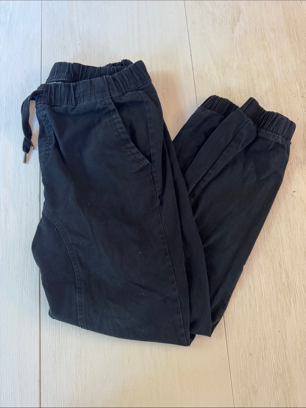Men's Black Elastic Waist Jogger Pants with Drawstring